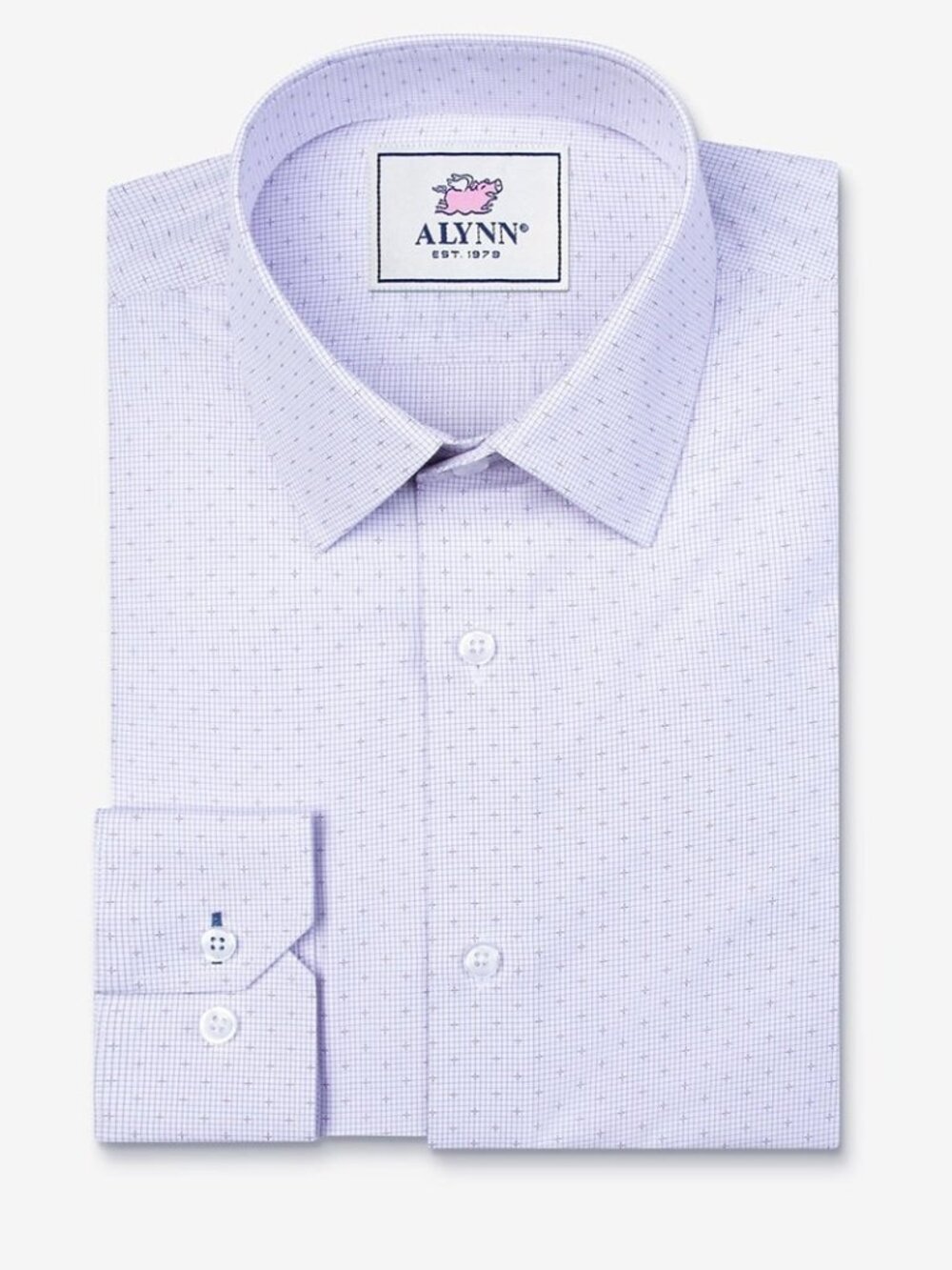Alynn Purple Grid Geo Slim Fit Microfiber Dress Shirt